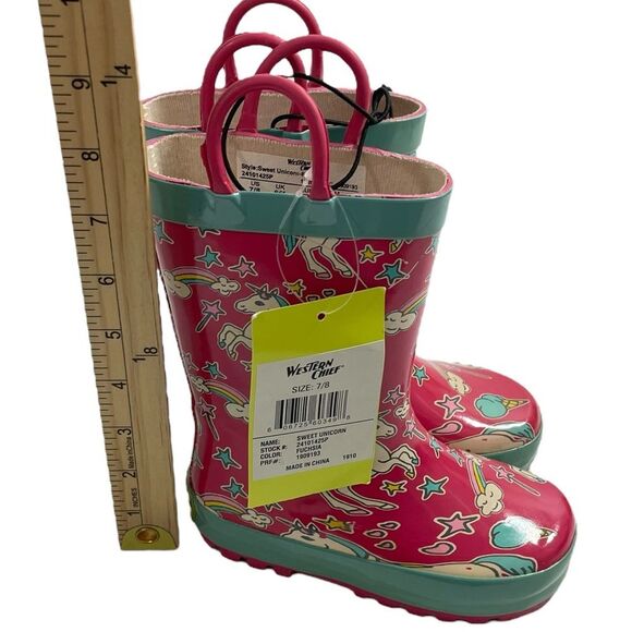 NWT Western Chief Girls Fuchsia Pink Sweet Unicorn Rain Boots‎ Size 7/8 Shoes - Picture 4 of 7